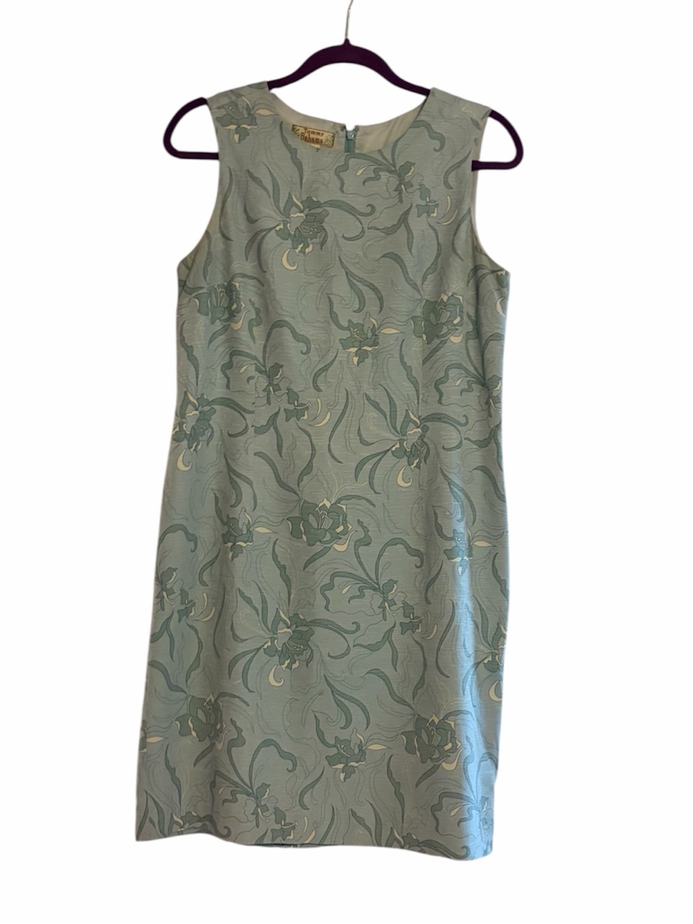 Vintage Tommy Bahama 100% Silk Shift Dress 8 Floral Blue Green - Picture 1 of 6